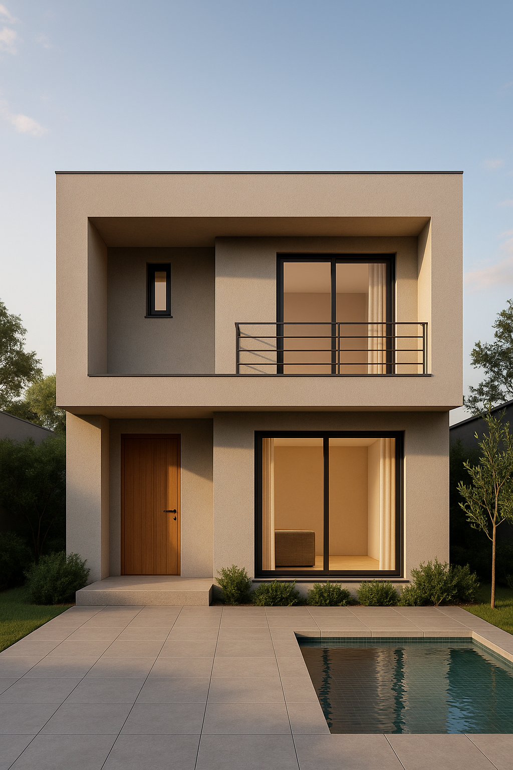 Rumah Minimalis 2 Lantai dengan Balkon Kecil