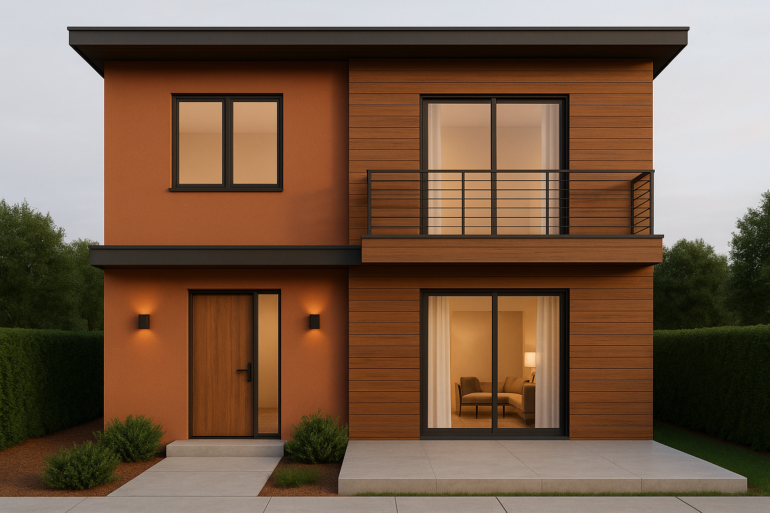 Rumah Minimalis dengan Aksen Kayu