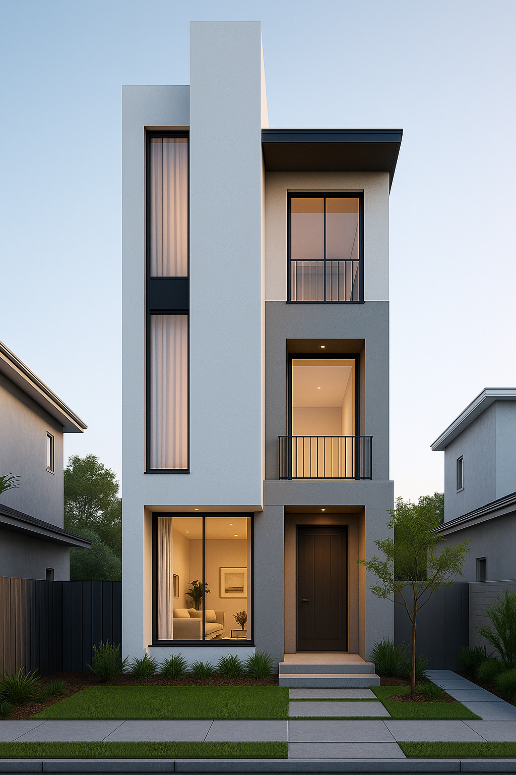 Rumah Minimalis dengan Fasad Tinggi