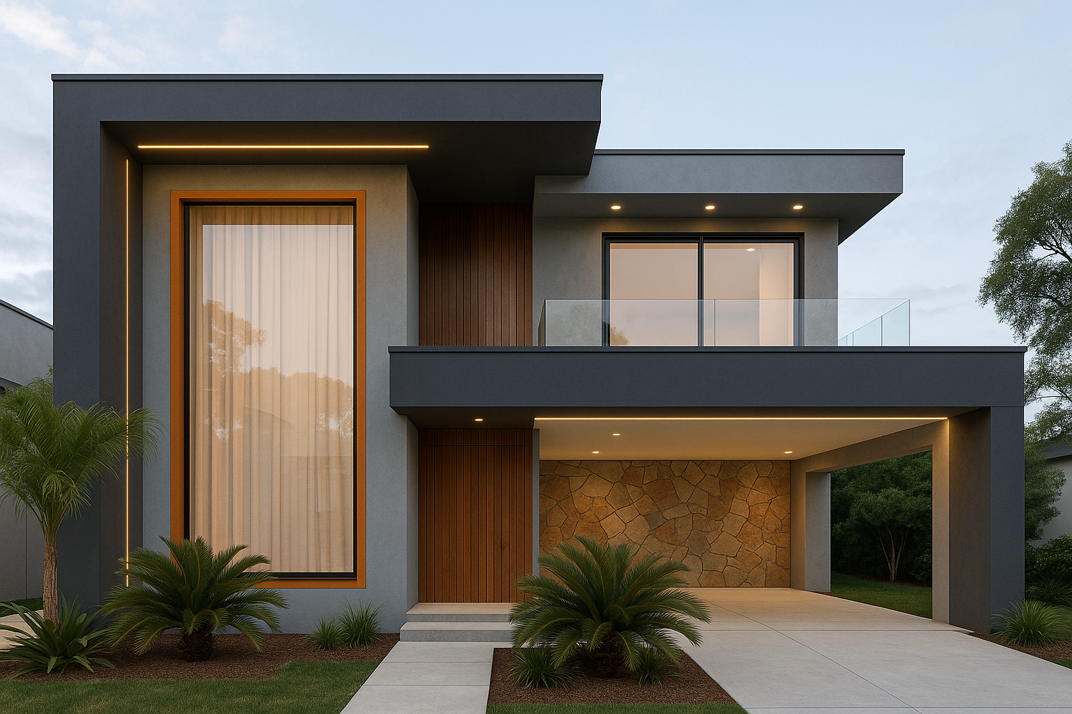 Rumah Minimalis dengan Garasi Terbuka